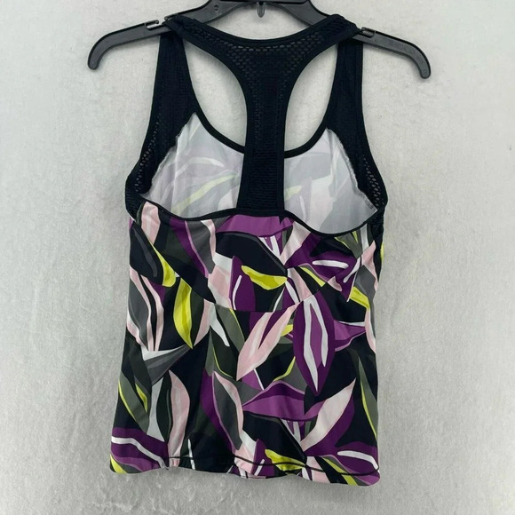 Lotto Tank Top Women’s Sz S Purple Black Popflower Print Racerback Athleisure - Picture 3 of 12